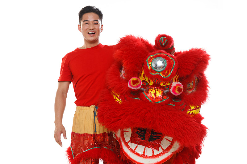 舞狮表演者图片下载