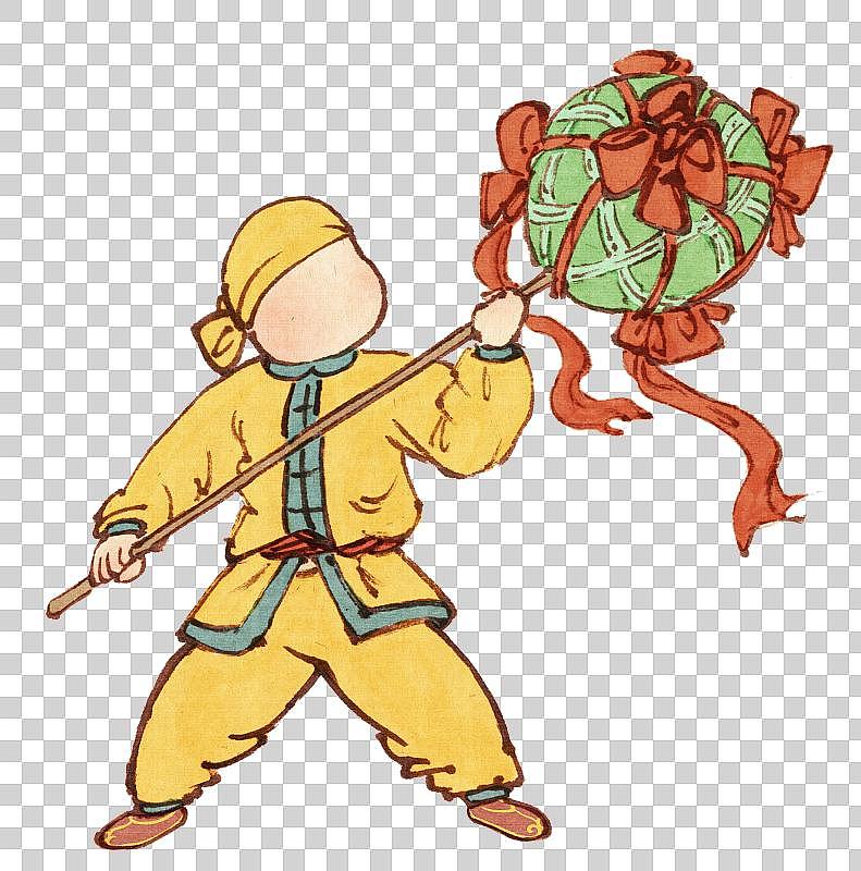 传统舞狮表演人物元素图片下载