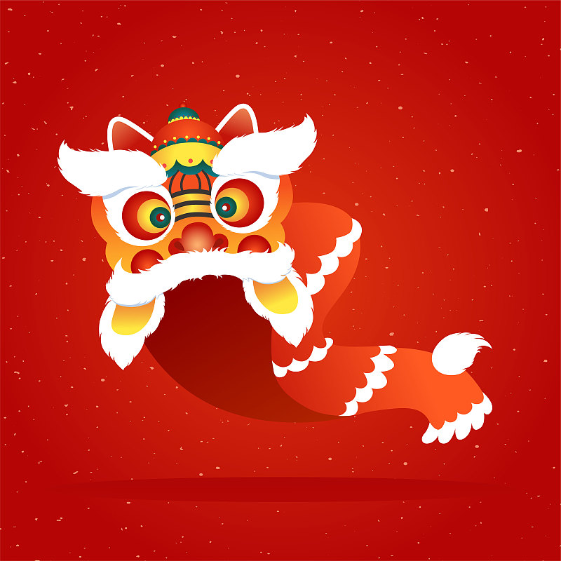 新年传统舞狮子节日插画元素图片下载